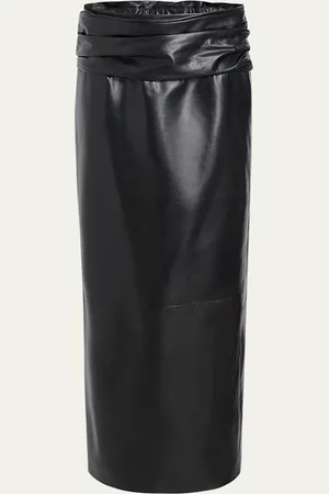 Khaite Wilner Leather Midi Skirt