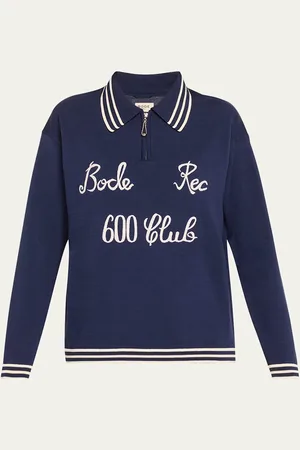 BODE Logo Club Embroidered Long-Sleeved Polo Sweater
