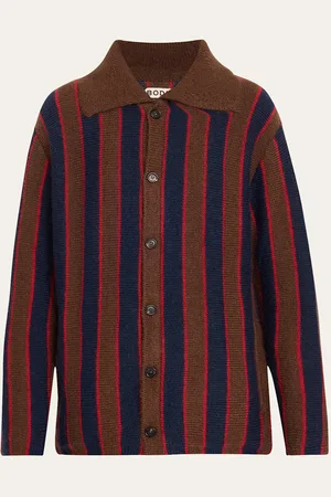 BODE Mohair Stripe Collared Cardigan