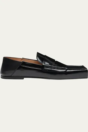 Jacquemus Leather Square-Toe Penny Loafers