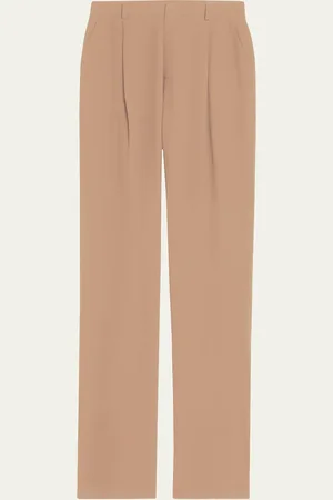 Saint Laurent Pleated Straight-Leg Silk Suiting Trousers
