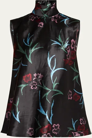 Giorgio Armani Linen and Silk Floral Print Blouse