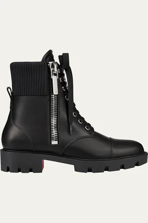 Christian Louboutin En Hiver Leather Knit Red Sole Boots