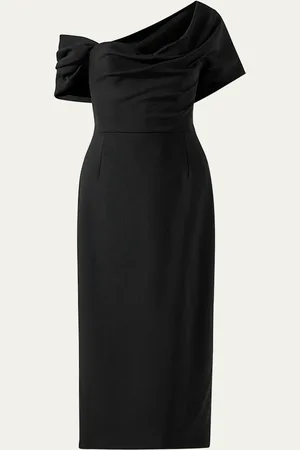 Carolina Herrera Draped Off-The-Shoulder Midi Dress