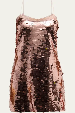 LOVESHACKFANCY Grecia Sequin Spaghetti-Strap Mini Dress