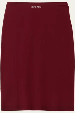Miu Miu Intarsia Logo Midi Tube Skirt