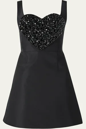 Carolina Herrera Crystal Heart Sleeveless Mini Dress
