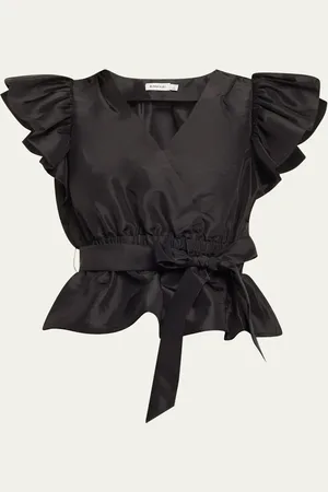 Simkhai Adelaide Ruffle-Sleeve Wrap Top