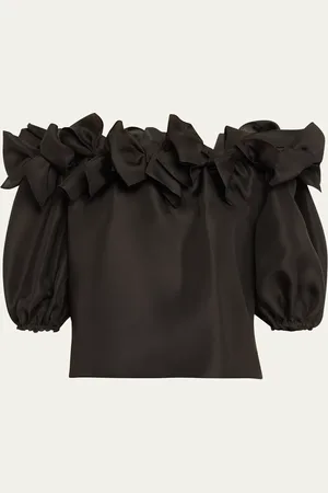 Carolina Herrera Bow Off-The-Shoulder Puff-Sleeve Top