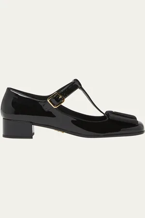 Prada Vernice Patent Bow Mary Jane Pumps