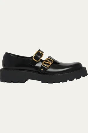 VALENTINO GARAVANI Leather Double Mary Jane Loafers