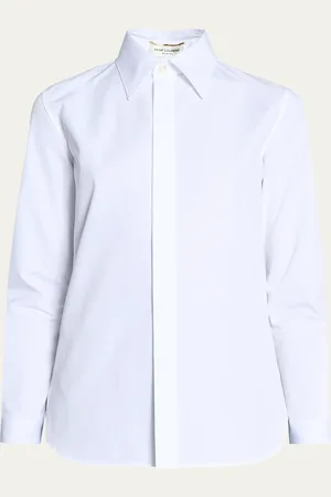 Saint Laurent Cotton Button-Front Blouse
