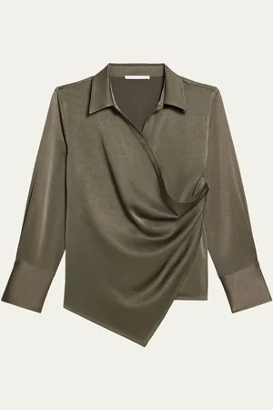 Helmut Lang Fluid-Satin Relaxed Wrap Shirt