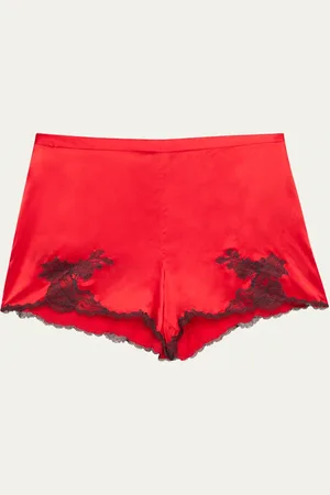 Natori Lolita Lace-Trim Silk Charmeuse Shorts