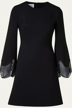 AKRIS Waved Lace Cuff Jersey Mini Dress