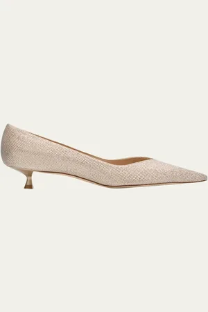Stuart Weitzman Eva Metallic Kitten-Heel Pumps