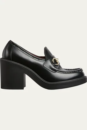 Gucci Leather Horsebit Heeled Loafers