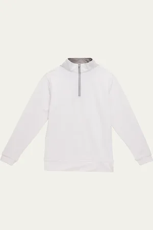 Peter Millar Stretch Terry Quarter Zip Popover, Youth