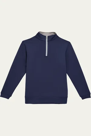 Peter Millar Stretch Terry Quarter Zip Popover, Youth