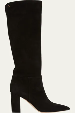 Gianvito Rossi Piper Suede Block-Heel Knee Boots