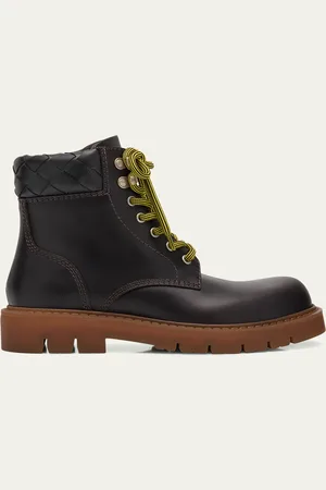Bottega Veneta Haddock Calfskin Intrecciato Combat Booties