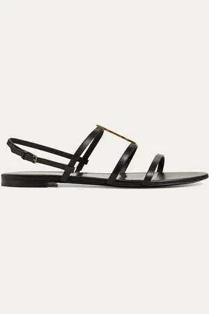 Saint Laurent Cassandra Calfskin YSL Slingback Sandals
