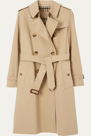 Burberry Kensington Organic Belted Double-Breasted Long Trench Coat