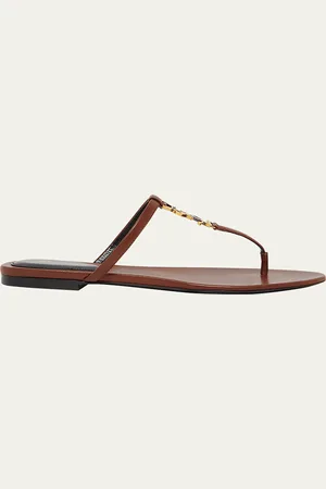 Saint Laurent Cassandra Leather YSL Thong Sandals