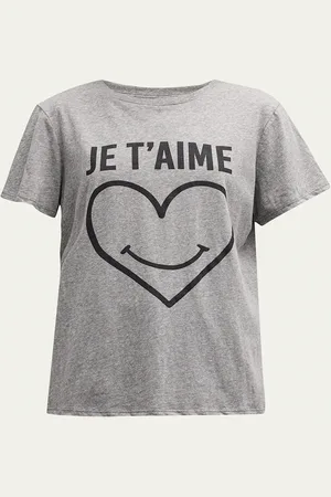 Cinq A Sept Smiling Heart Heathered Graphic T-Shirt