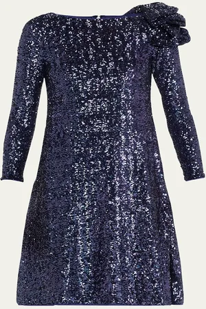 CHIARA BONI Bateau-Neck Sequin Ruffle Mini Dress