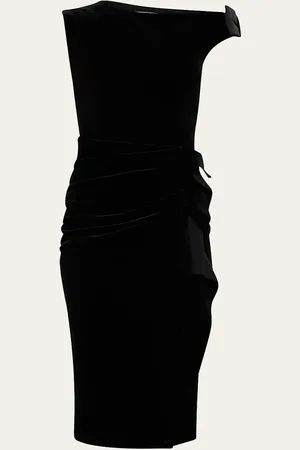 CHIARA BONI Asymmetric Bodycon Velvet Dress