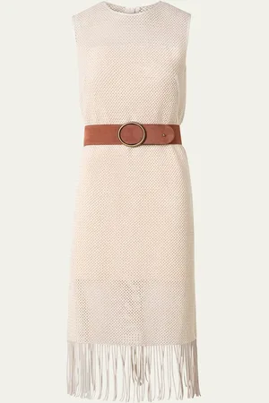 AKRIS Fringe Mesh Midi Dress