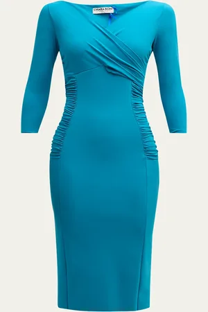 CHIARA BONI Ruched 3/4-Sleeve Bodycon Dress