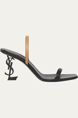 Saint Laurent Opyum Bicolor YSL-Heel Slide Sandals