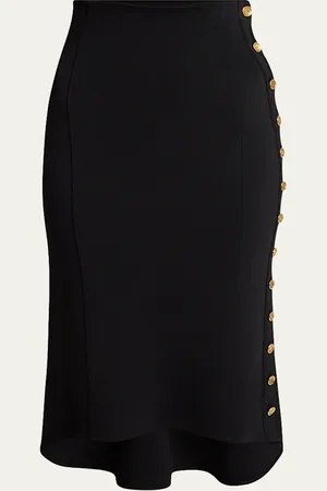 Givenchy Pencil Buttoned Midi High-Low Skirt