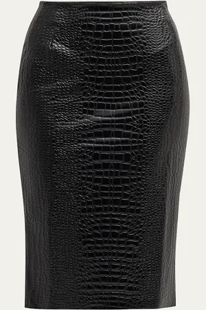 CHIARA BONI Crocodile-Embossed Faux Leather Midi Skirt
