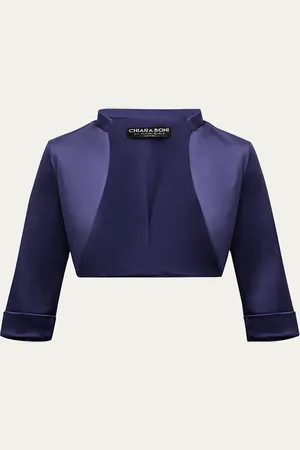 CHIARA BONI 3/4-Sleeve Satin Bolero Shrug