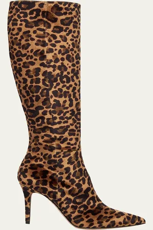 Gianvito Rossi Leopard Velvet Stiletto Knee Boots