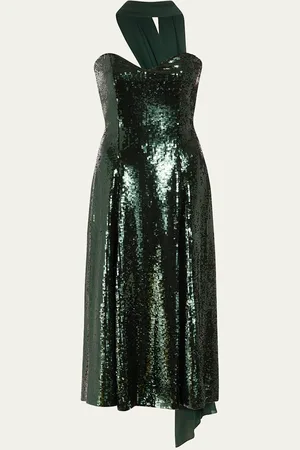 Markarian Veronica Sequined Strapless Dress With Neck Scarf