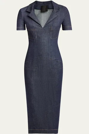 Givenchy V-Neck Denim Midi Dress