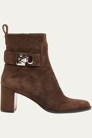 Christian Louboutin Lock Suede Red Sole Booties