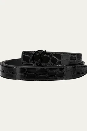 Christian Louboutin CL Logo Belt 25MM in Alligator Embossed Leather