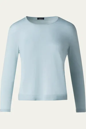 AKRIS Seamless Cashmere-Silk Crewneck Sweater
