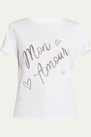 Cinq A Sept Mon Amour Rhinestone Cotton Tee