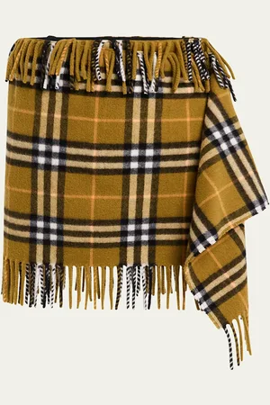 Burberry Check Wrap Mini Skirt With Fringe