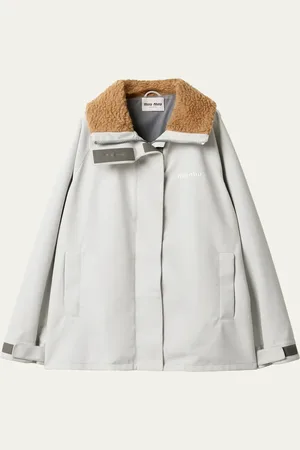 Miu Miu Shearling Collar Oversized Jacket