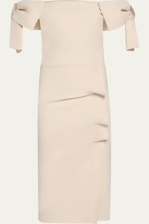 CHIARA BONI Bunjiree Off-Shoulder Bow Midi Sheath Dress