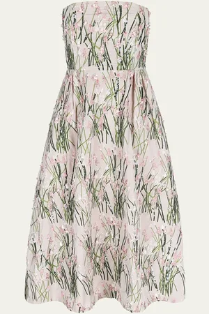 Bernadette Strapless Dette Embroidered Midi Dress