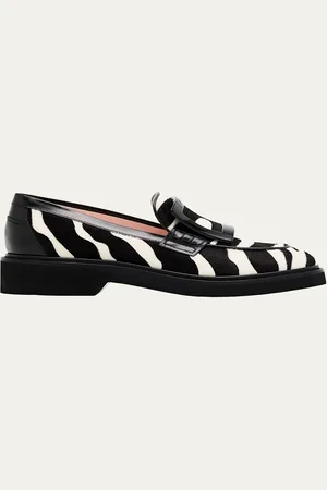 Roger Vivier Viv Ranger Zebra Buckle Loafers