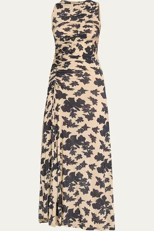 ULLA JOHNSON Natalia Ruched Floral-Print Maxi Dress